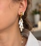 High-Lustre Biwa Pearl Cascade Earrings – White & Purple Freshwater Pearls - Image 1