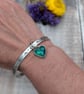 Sterling Silver Wave Bangle with Aurora Opal Heart Charm - JBJ10001 - Image 6