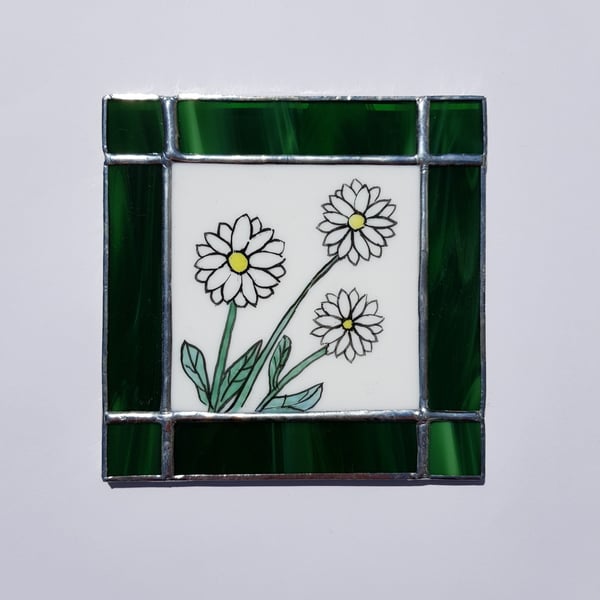 216 Stained Glass Daisy Painting - handmade hanging decoration.
