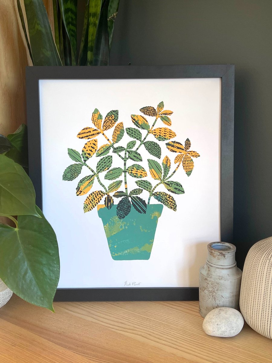 Mint Plant Wall Art, Limited Variable Edition Screen Print