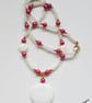 Designer Mother of Pearl,  Shell Pearl & Seed Bead  Necklace Gold Plated - Image 3