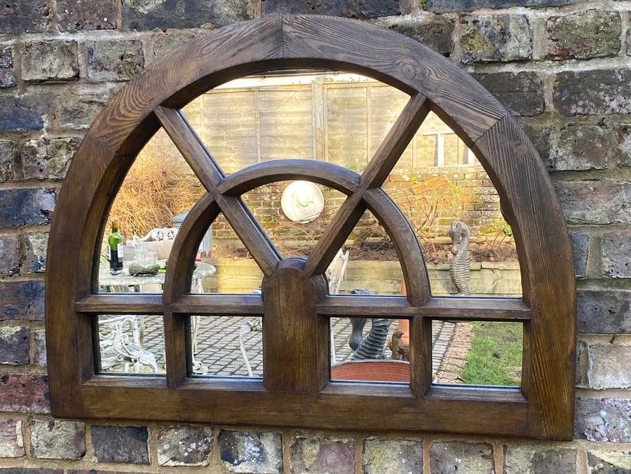 Wood Effect Arch Mirror