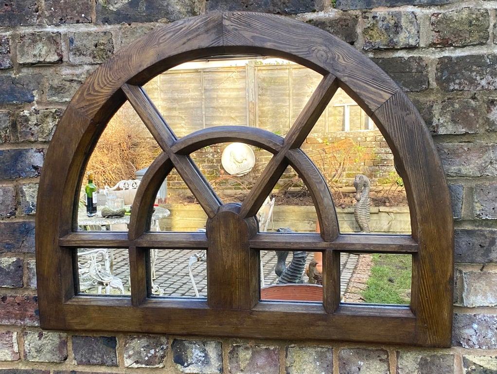 Wood Effect Arch Mirror