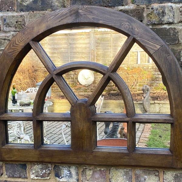 Wood Effect Arch Mirror