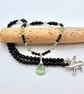  Onyx, Black Spinel & Crystal Necklace, August Birthstone, Leo, Anniversary Gift