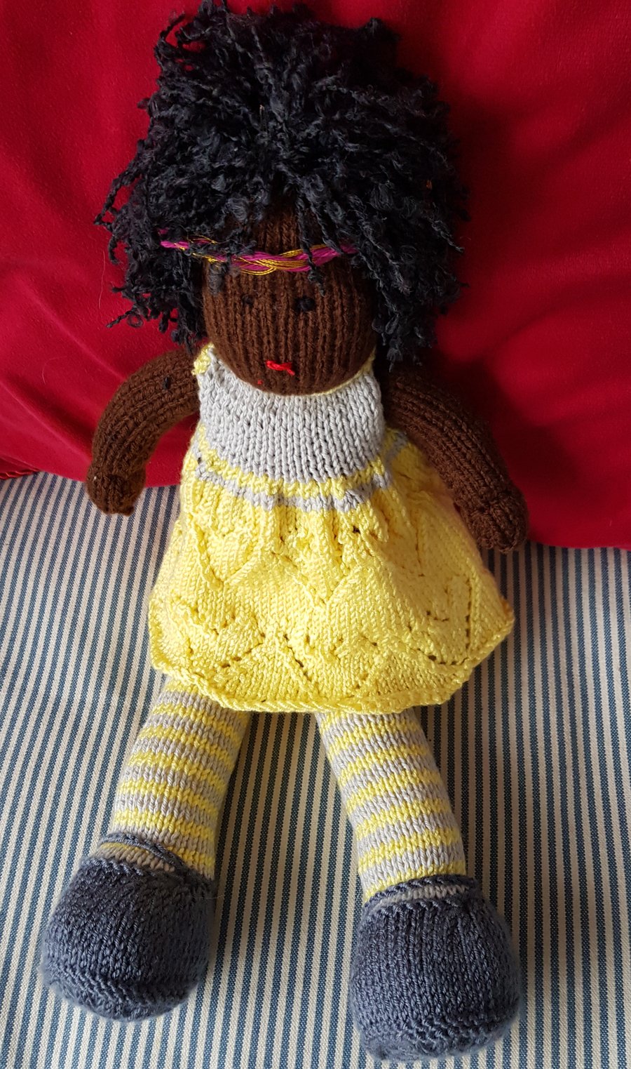 Hand crafted  knitted soft doll