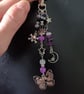 Black and purple beaded gothic bag charm with crystal chip and charms - Image 3