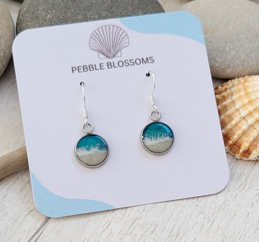 Beach earrings made with real sand, gift for he... - Folksy