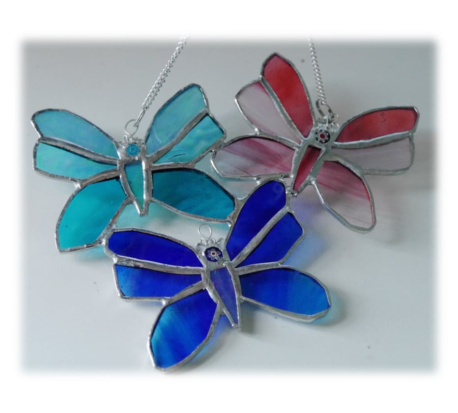 Trio of Butterflies Stained Glass Suncatcher 010