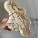 Eco-Resin Wavy Display Tray, Marble Trinket Catch-All Dish, Neutral Home Decor