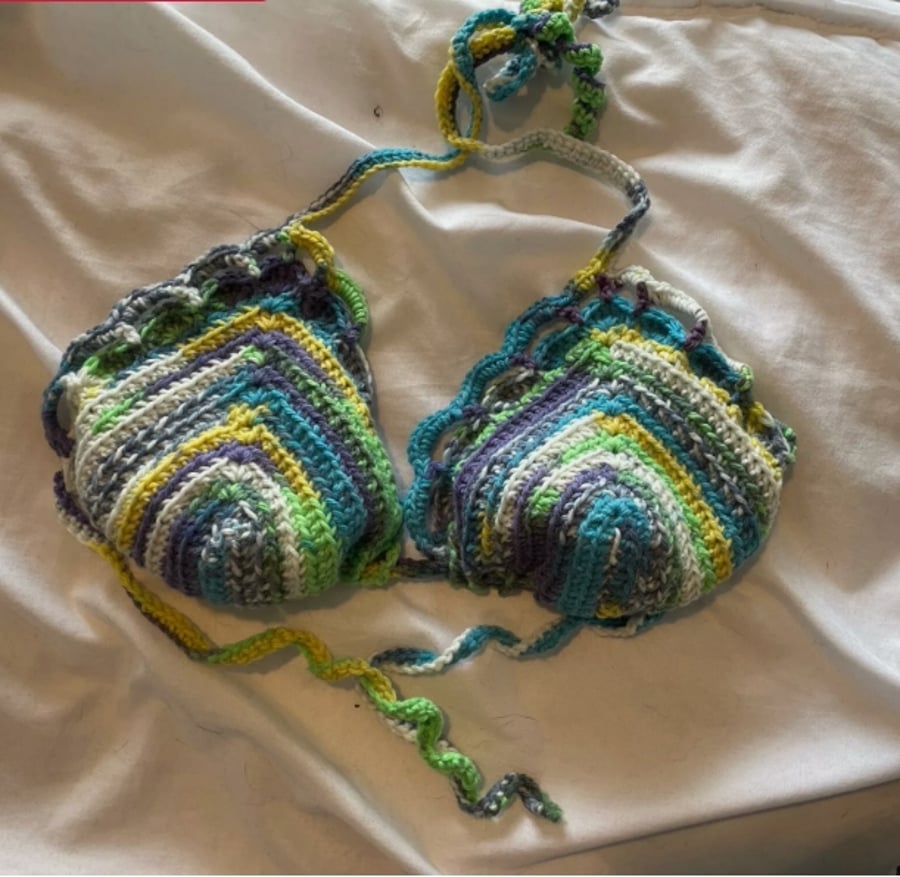 Boho Crochet Bikini Top (size M)
