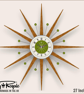 Mid Century Starburst Wall Clock By Royale The Welby in Avocado Green - 4 Sizes