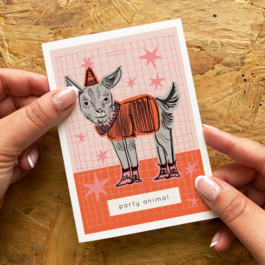 Party Animal Goat Card - Farm Animal Birthday Card, Funny Goat Card