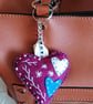 Felt bag charm keychain, fabric embroidered keyring