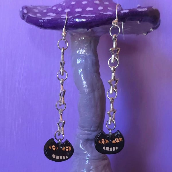 Handmade vintage cats earrings 