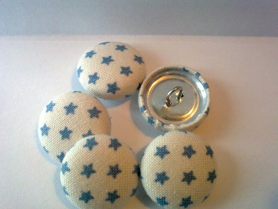 Tilda Fabric Covered Buttons Little Blue Star