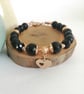 Rose gold & black beaded bracelet heart charm and rhinestones - Image 9