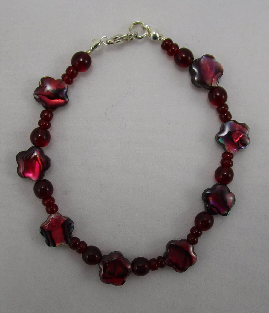 Red Abalone and Agate Bracelet