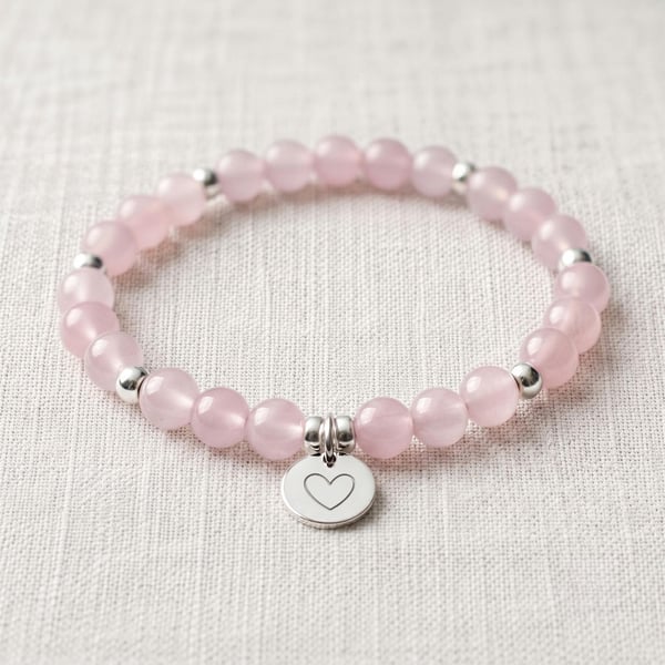 Morganite Crystal Bracelet, Divine Love, Personalised Engraved Gift