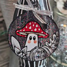 Toadstool decoration- handpainted toadstool set in resin