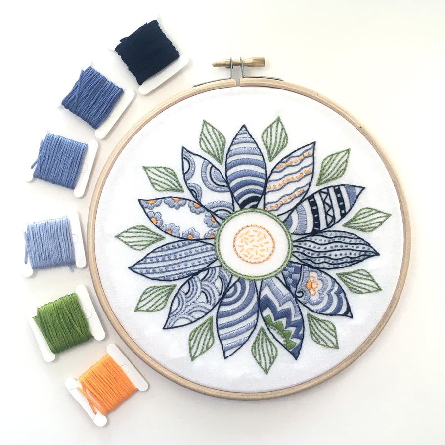 Flower Embroidery Kit - Floral Embroidery Kit, Hand Embroidery