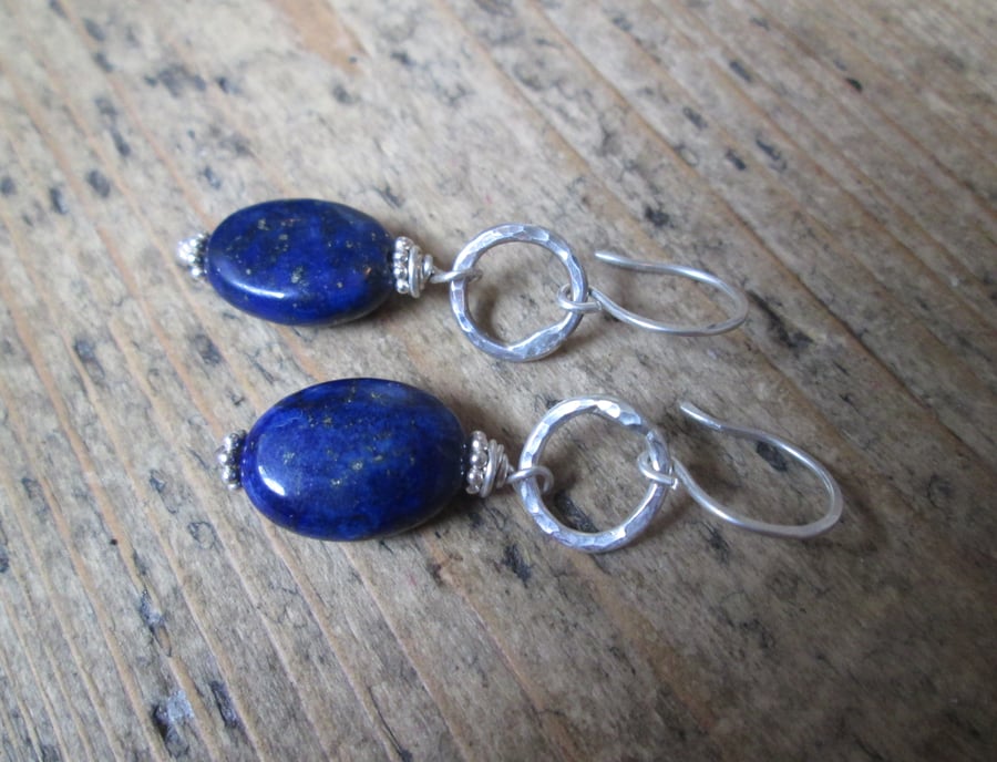 Lapis Lazuli and Silver Earrings - Gift Jewellery, Dangle Earrings