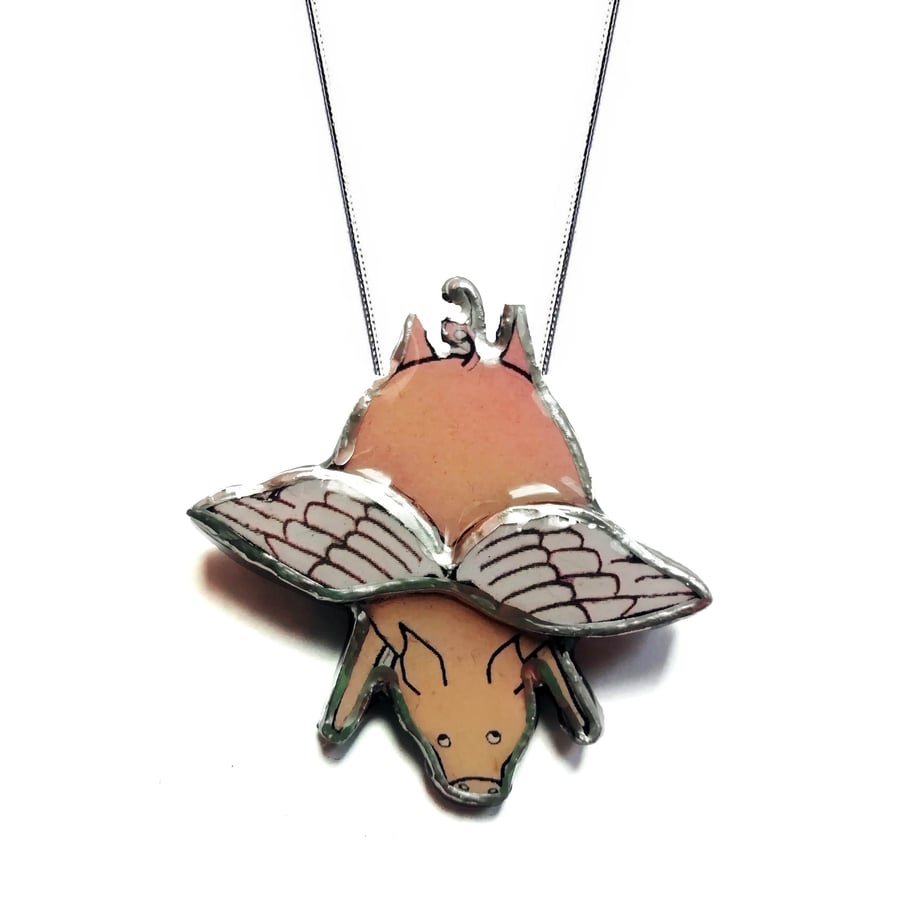 Lovely Pigs Might Fly Winged Pig Necklace by EllyMental