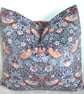 Velvet Cushion Cover William Morris Strawberry Thief 16" Birds Blue 16x16 - Image 2