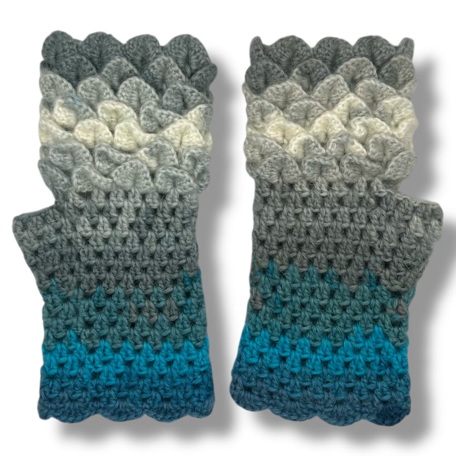 Crocheted Fingerless Dragon Scale Gloves