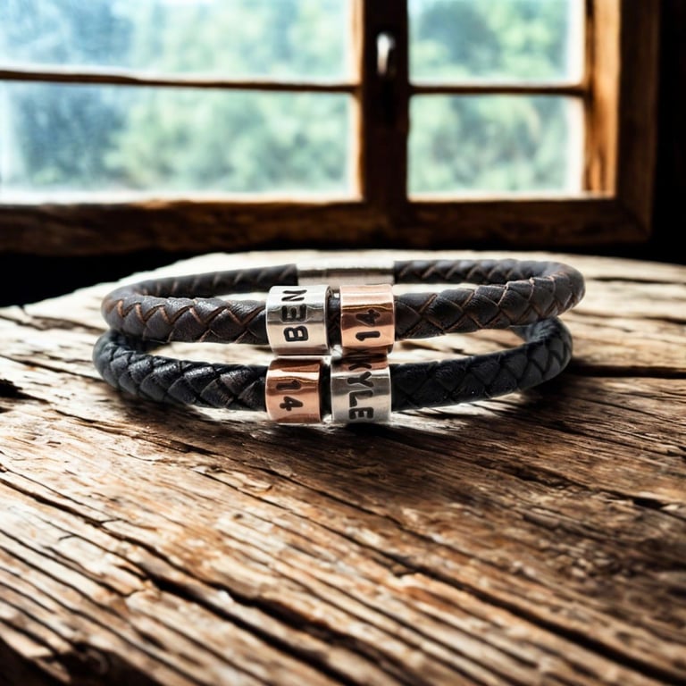 14th Birthday Gift - Personalised Leather Bracelet - Son Brother Grandson Nephew