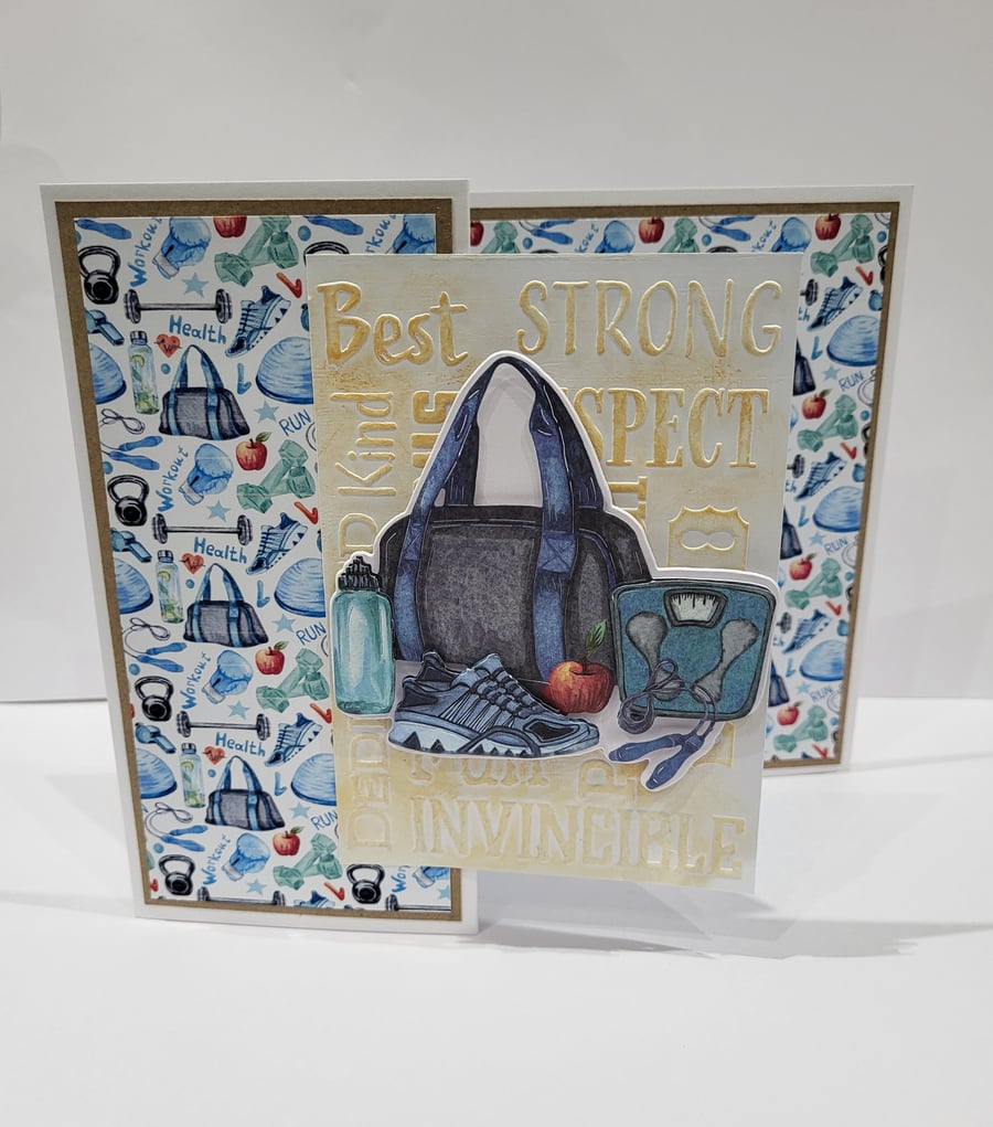 Handmade card for gym lover, keep fit card, 