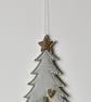 'Christmas Tree with a Glitter Star and Heart'- Hanging Decoration - Image 2