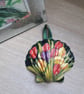 Tulips handpainted king scallop shell wall art