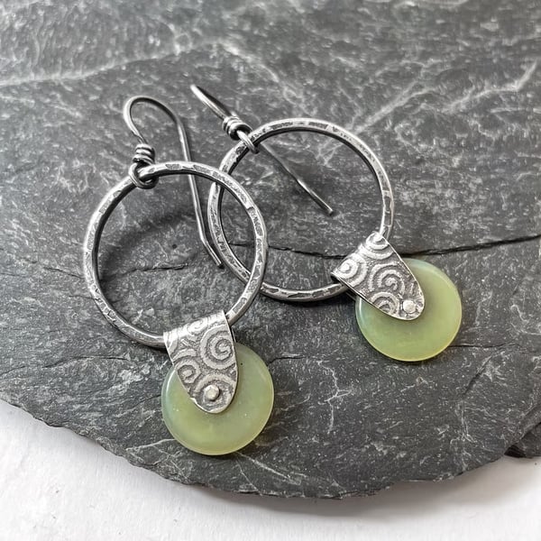 Oxidised Sterling silver and lemon jasper earrings