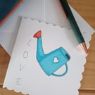 Hand drawn card with Watering can
