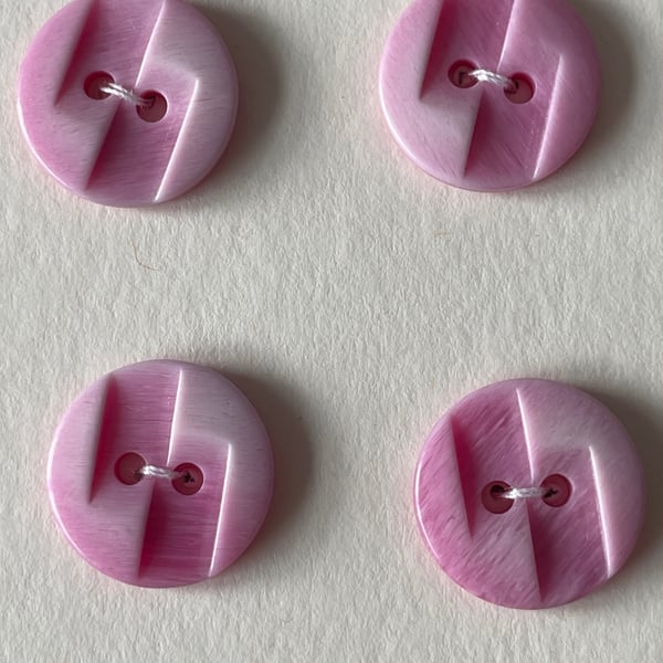 4 two tone pink plastic buttons - 15mm
