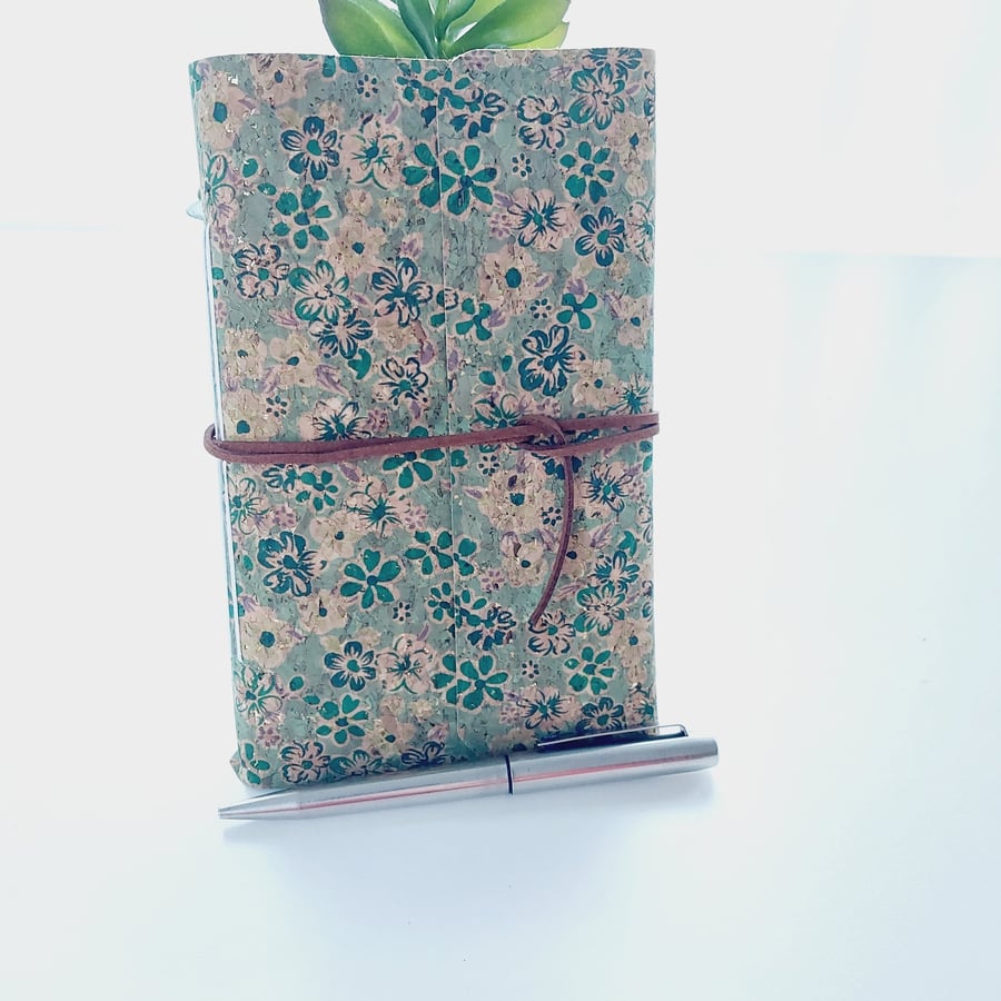 Green Flower Cork Notebook Journal