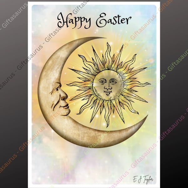 Personalised Easter Card Plantable Seeded Option Celestial Moon Sunshine Spring