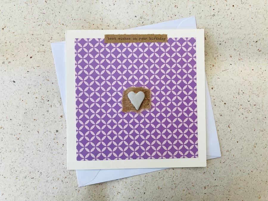 Happy birthday Handmade ceramic Gift card, greetings card, love heart card