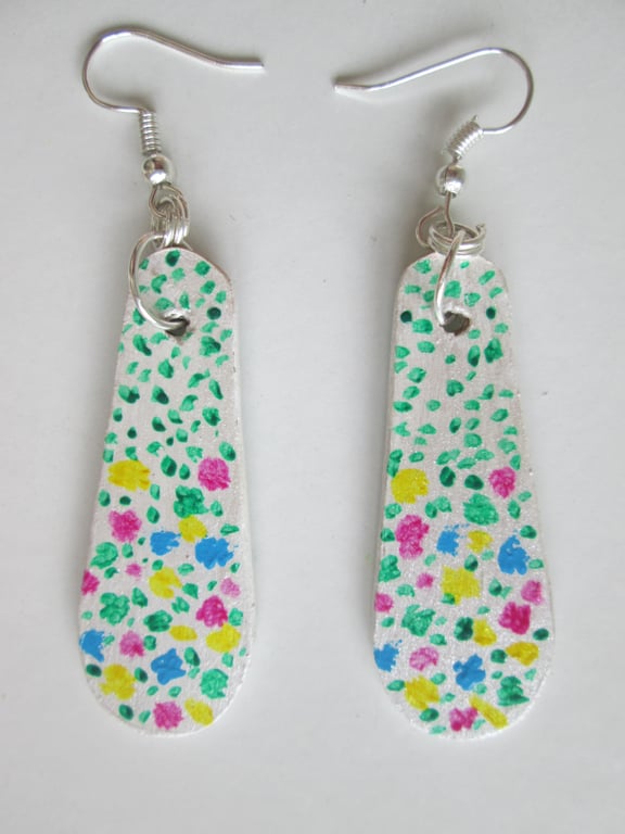 Handpainted wooden drop earrings. Original Painting