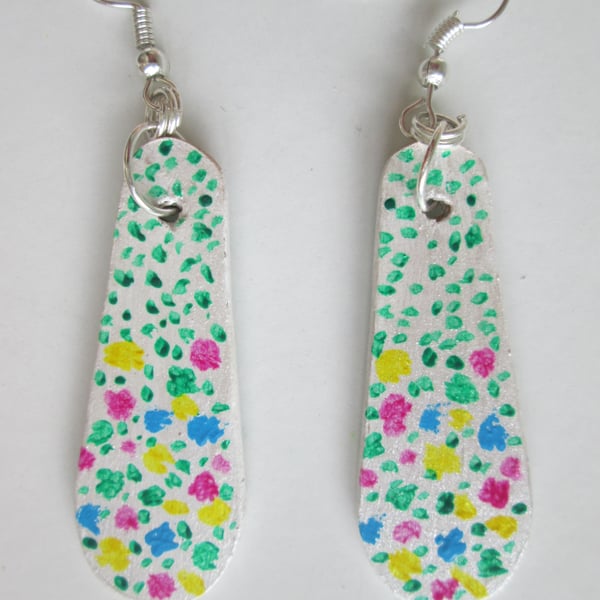 Handpainted wooden drop earrings. Original Painting