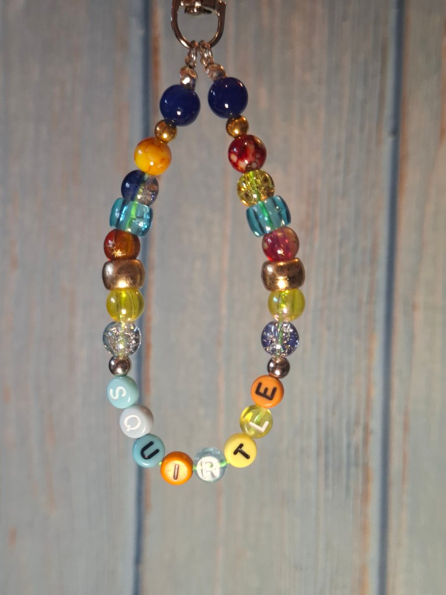 Squirtle beaded keyring charm