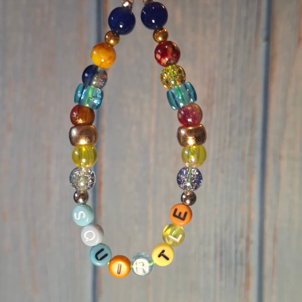 Squirtle beaded keyring charm