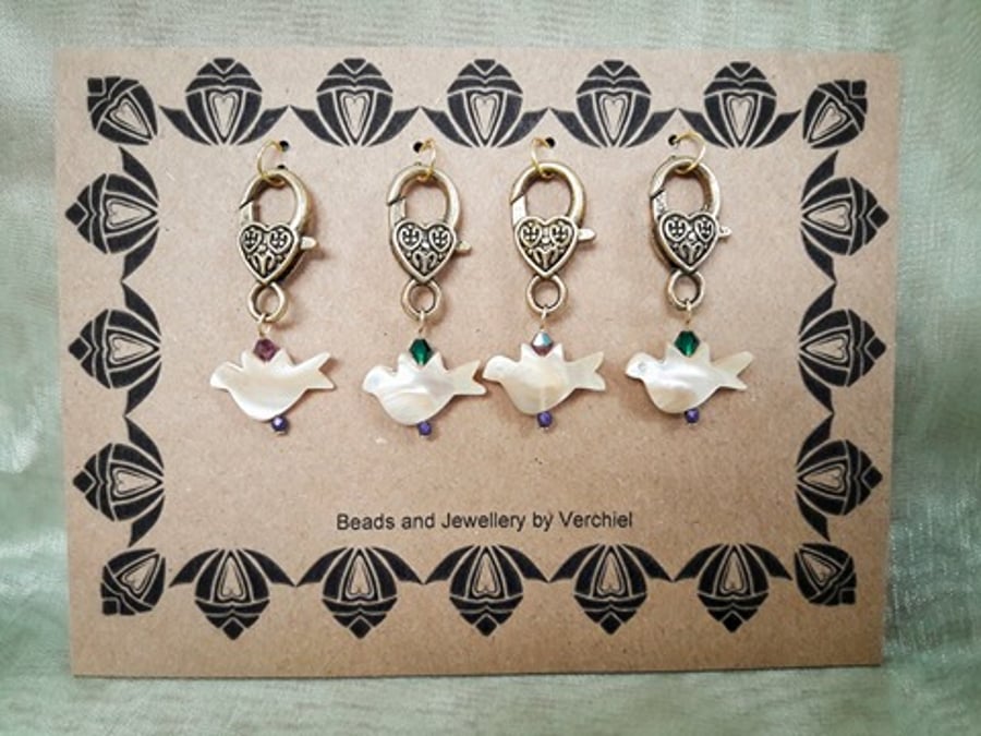 Set of Handmade Mother of Pearl Stitch markers