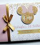 Minnie birthday guest book, pink and gold minnie head, minnie birthday gift - Image 1