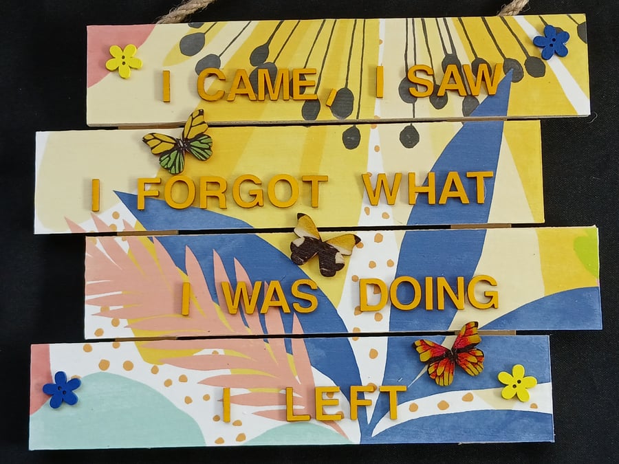 Hand decorated hanging wooden sign 