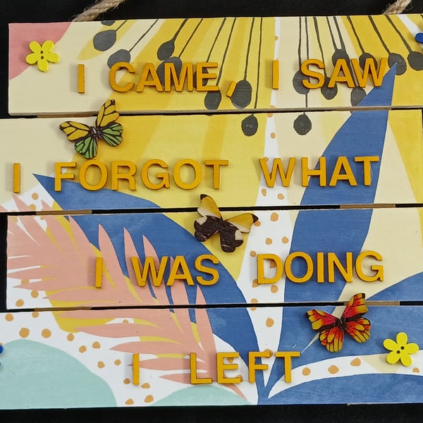 Hand decorated hanging wooden sign 