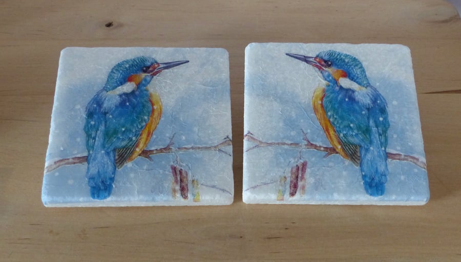 Marble 'Kingfisher' Coasters