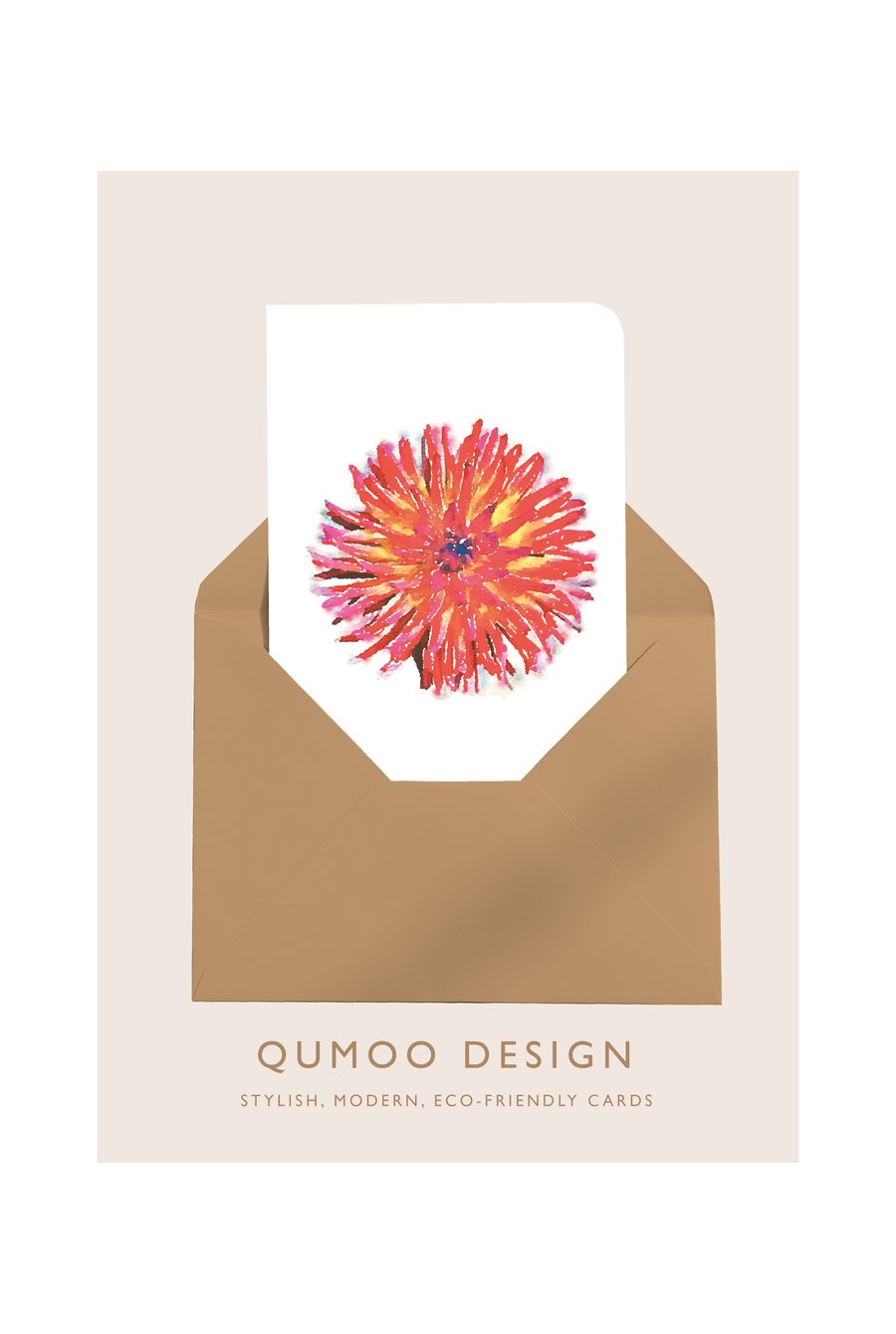 Dahlia pink flowers Greetings Card (QM 304)