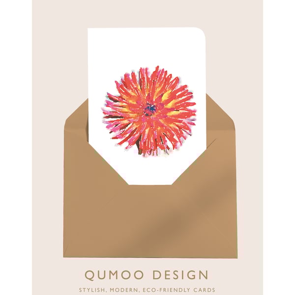 Dahlia pink flowers Greetings Card (QM 304)